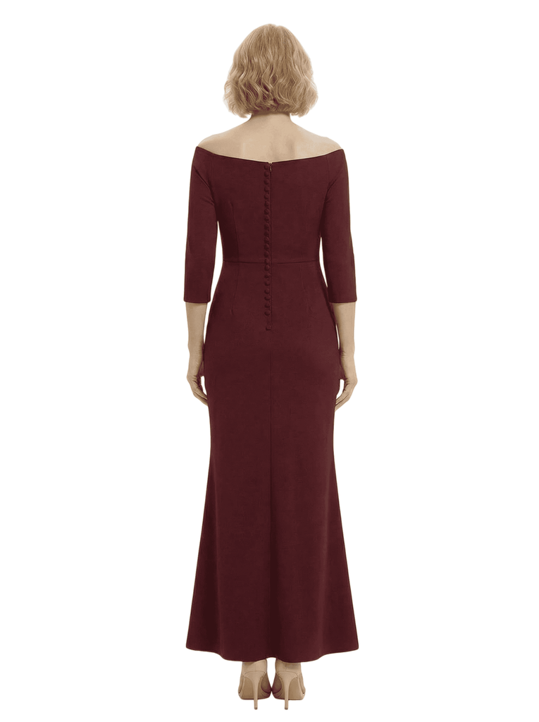 Sexy Crepe V-Neck Half Sleeves Mother Of The Groom Dress Mermaid Fishtail Evening Gown