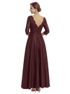 Sophisticated Jewel Lace Top Half Sleeves Satin A-Line Mother Of The Groom Dress