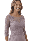 Chic Knee-Length Sheath Illusion Lace Half Sleeves Mother Of The Bride Gown With Button