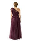 Chicsew Sexy One Shoulder Side Slit Floor-Length Chiffon Mother of The Bride Dress With Ruffles