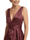Elegant V-Neck A-Line Silky Satin Sleeveless Mother Of The Bride Gown With Bow Knot