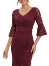 Classy V-Neck Lace Mermaid Maxi Mother Of The Groom Dress With Half Sleeves