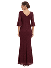 Classy V-Neck Lace Mermaid Maxi Mother Of The Groom Dress With Half Sleeves