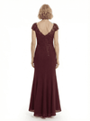 Modern Cap Sleeves Chiffon V-Neck Lace Evening Gown For Mother Of The Bride