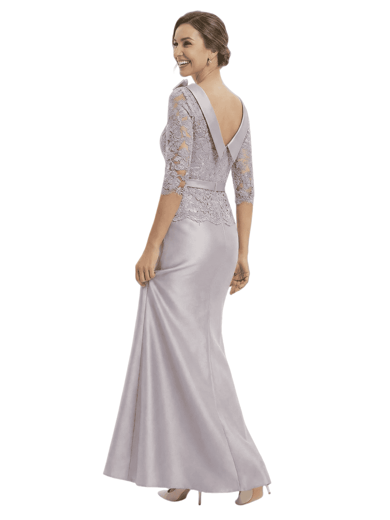 Classy Boat Neck Half Sleeve Lace Satin Mother of The Groom Dresses