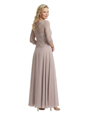 Chicsew Elegant Lace Appliques Top 3/4 Sleeves A-Line Chiffon Mother of The Bride Gown