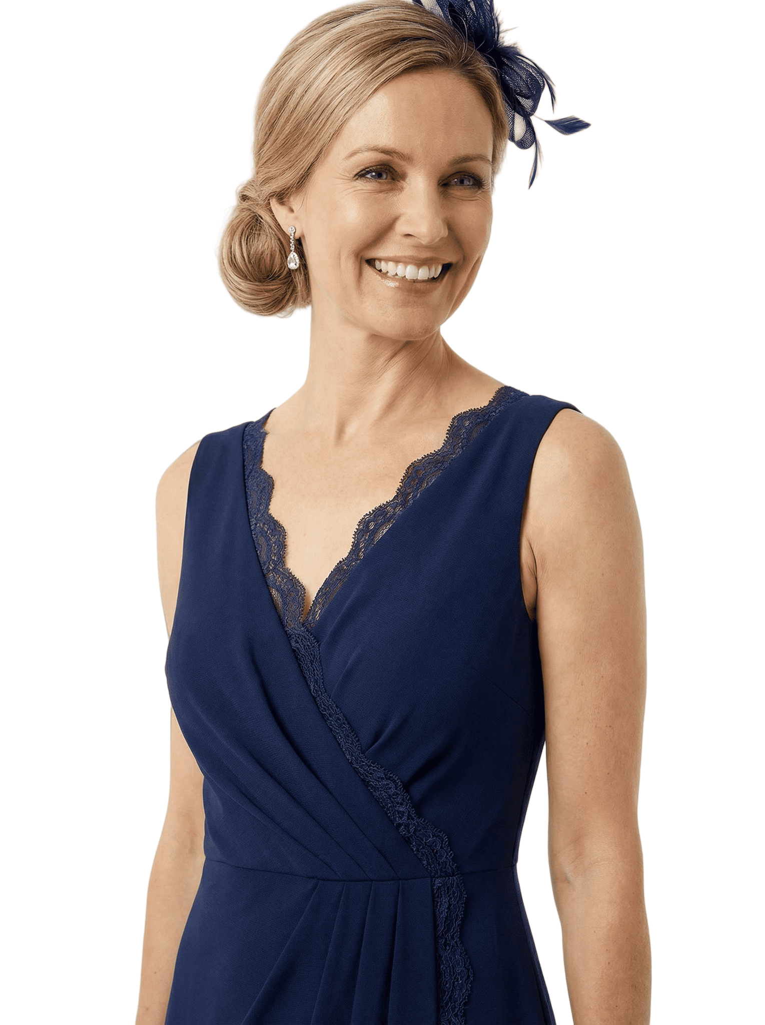 Chicsew Sophisticated Sleeveless Lace V-Neck Chiffon Mother Of The Bride Maxi Dress