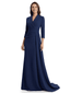 Chicsew Classy V-Neck Long Sleeves Sheath Crepe Mother Of The Bride Dress Long