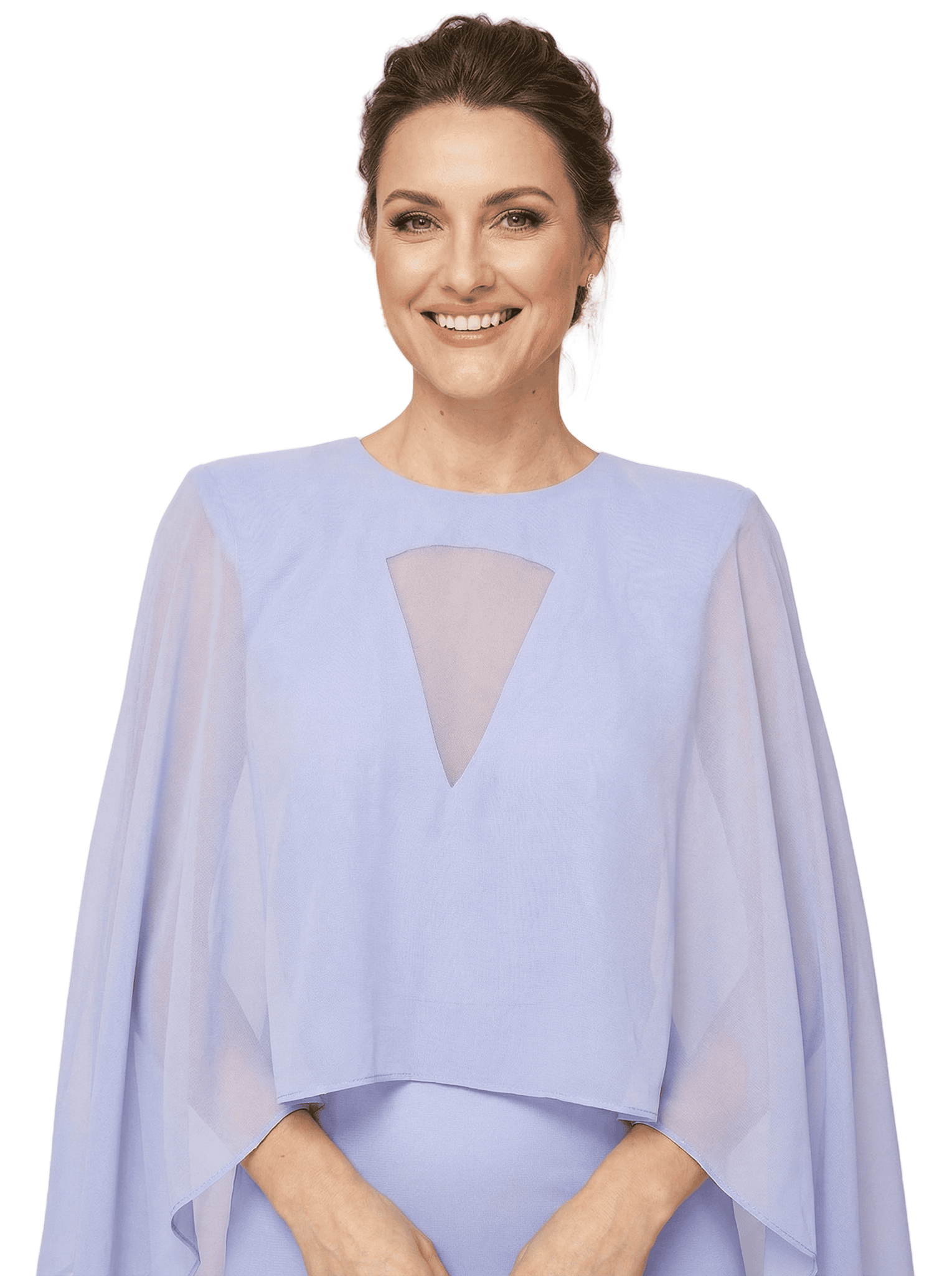 Chicsew Unique Cape Sleeves Illusion Chiffon A-Line Ankle-Length Mother Of The Groom Gown