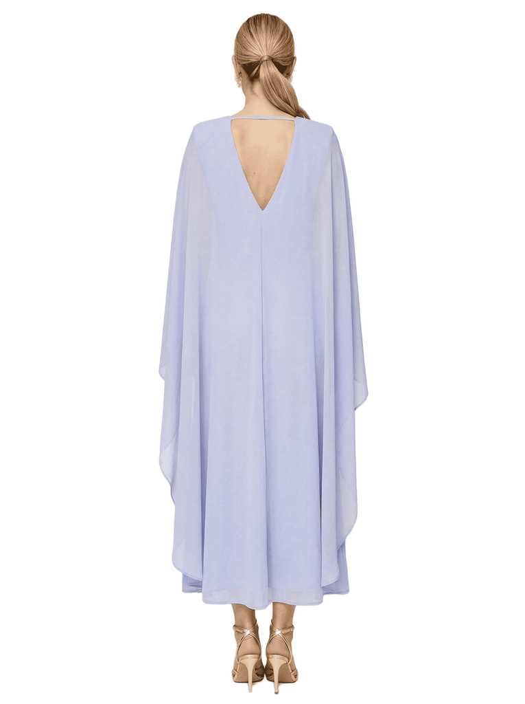Chicsew Unique Cape Sleeves Illusion Chiffon A-Line Ankle-Length Mother Of The Groom Gown