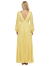 Chicsew Fancy Long Sleeves V-Neck Pleated Chiffon Empire Waist Mother Of The Bride Dress