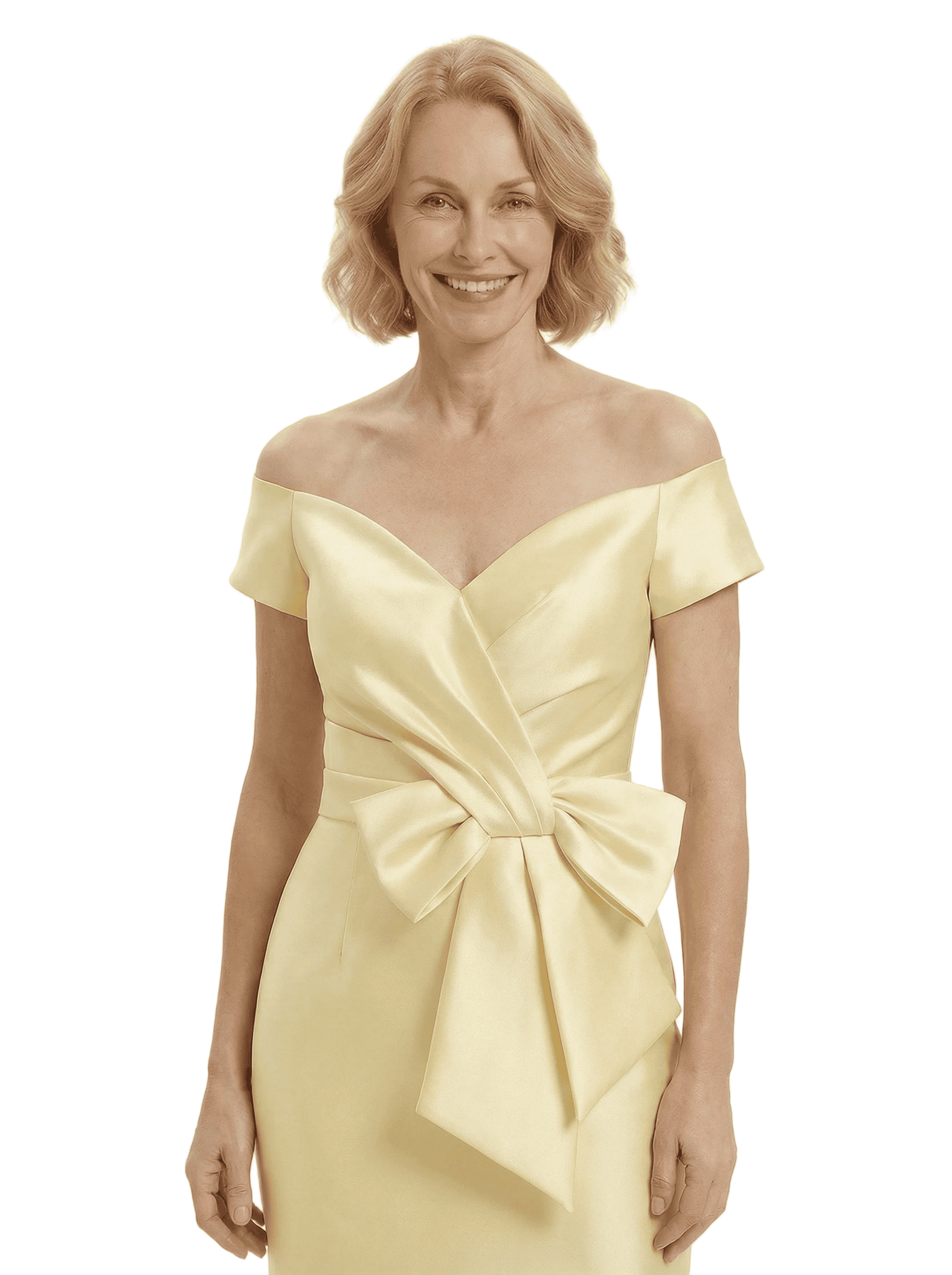 Chicsew Off The Shoulder Satin Mermaid Mother Of The Bride Dresses With Oversized Bow Knot