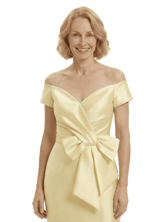 Chicsew Off The Shoulder Satin Mermaid Mother Of The Bride Dresses With Oversized Bow Knot