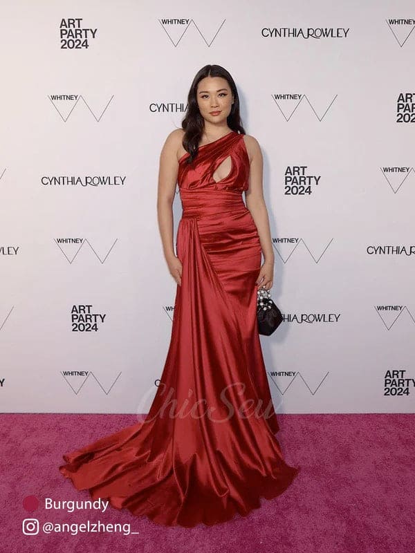 Sexy Soft Satin Side Slit One Shoulder Mermaid Long Wedding Bridesmaid Dresses