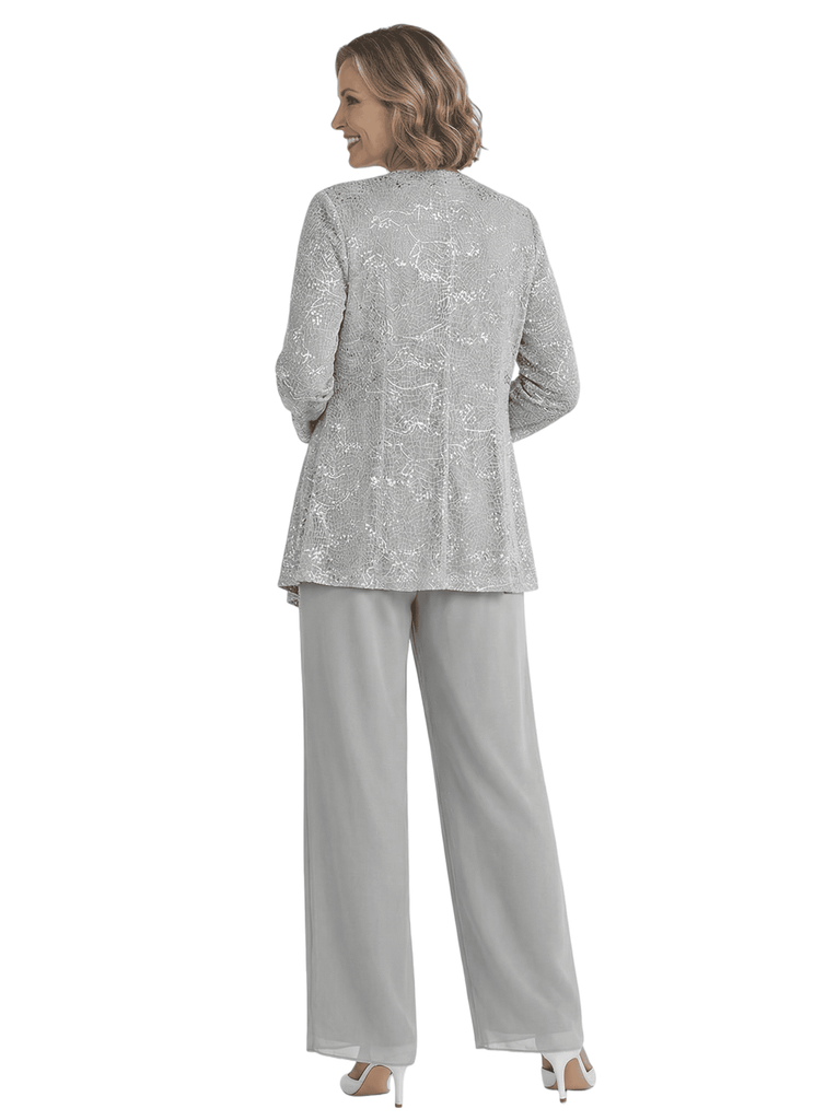 ChicSew Elegant Mother Of The Groom Pant Suits With Sequin Lace Jacket Modern Evening Set