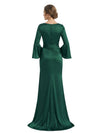 Elegant V-Neck Long Sleeves Side Slit Mermaid Mother Of The Bride Dresses