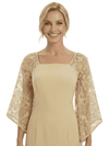 Chicsew Mother of The Groom Dresses Beautiful Square Neck Bell Sleeve Lace Midi Dress Classy Fitted Formal Bridal Party Attir