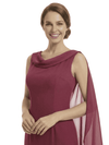 Chicsew Mother of The Groom Dresses Sleeveless Cowl Chiffon Capelet Midi Dress Formal Bridal Party Attire
