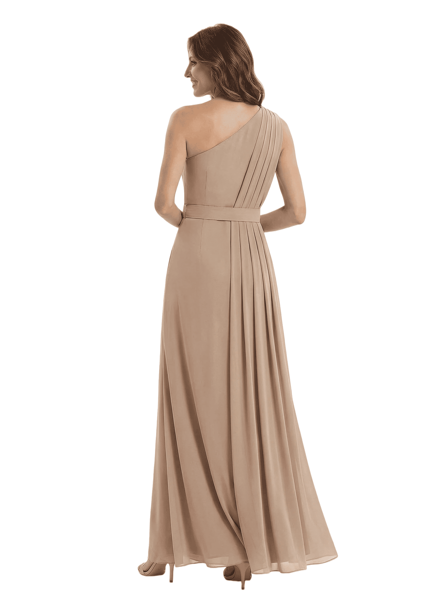 Modern One Shoulder Satin Mother of The Groom Dress Maxi Sheath Gown with Belt