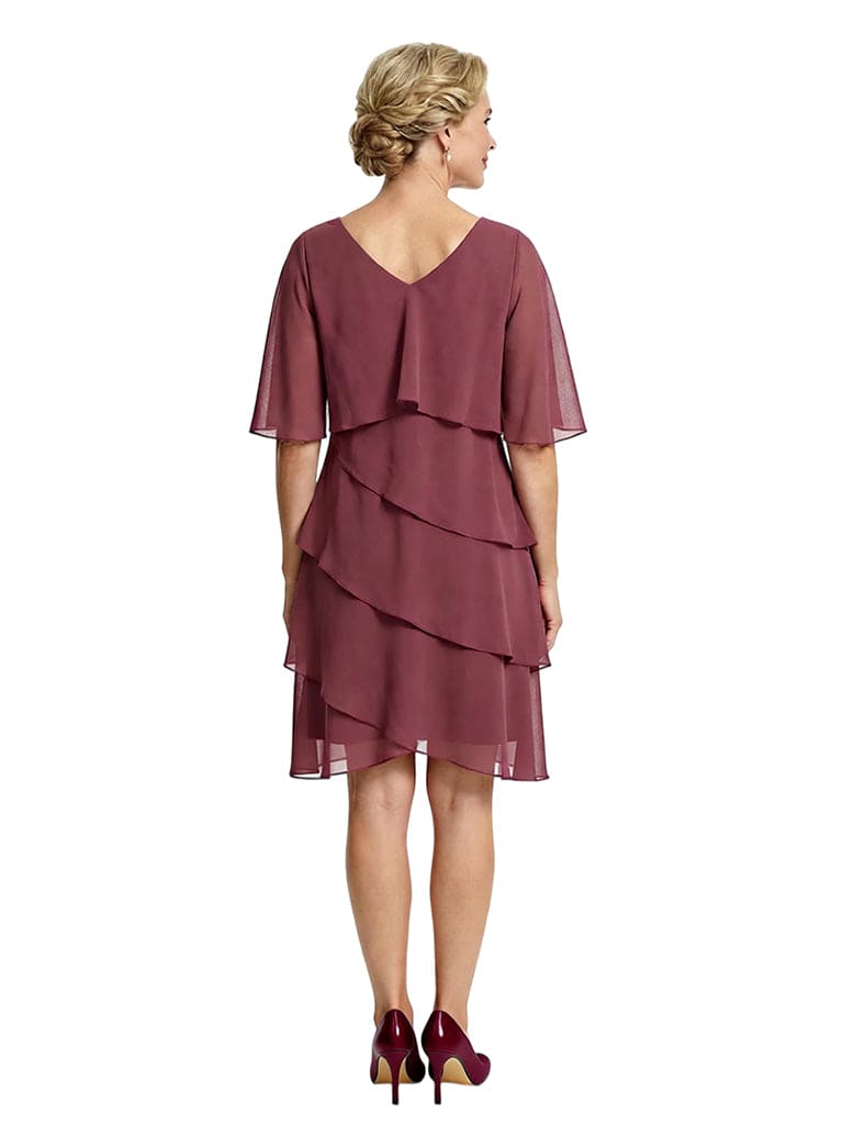 Chicsew Classy Multi-layer ruffles Knee-Length A-Line Chiffon Mother of The Bride Dress