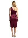 Chicsew Modern One Shoulder Ruched Knee-Length Sheath Satin Mother of The Bride Dress