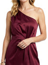 Chicsew Modern One Shoulder Ruched Knee-Length Sheath Satin Mother of The Bride Dress