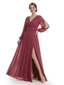 Chicsew Modern V-Neck Split Long Sleeves Mother Of The Groom Gown Chiffon Maxi Dress