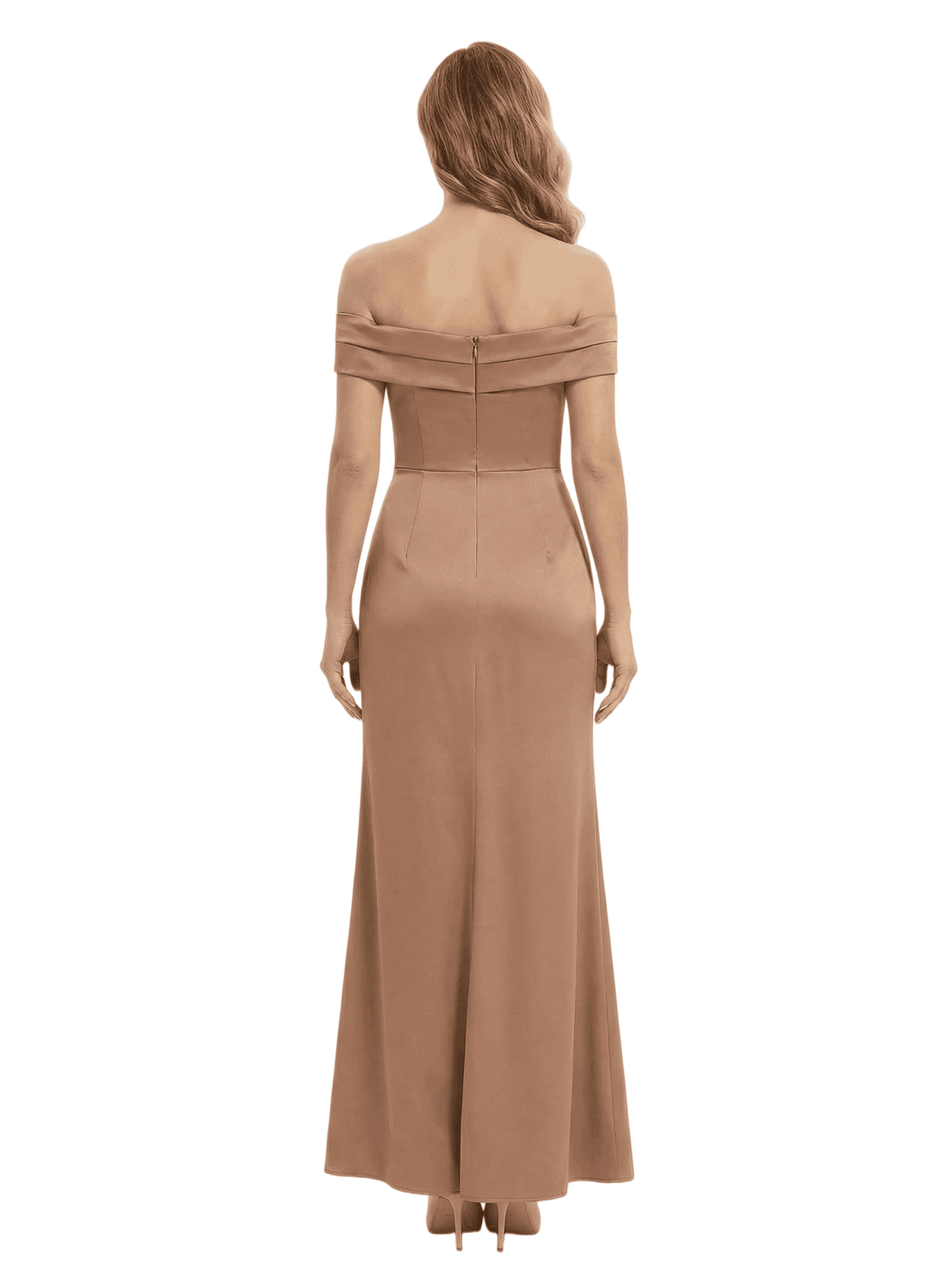 Pretty Off Shoulder Satin Mother of The Bride Dress Sheath Gown with Ruched Fabric Stylish Wedding Celebration Outfit