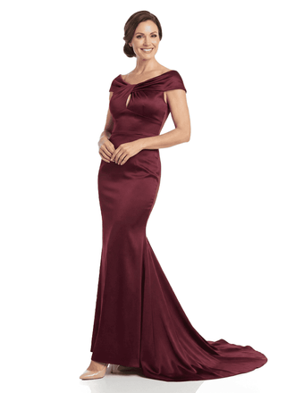 Chicsew Classy Off The Shoulder Satin Mermaid Evening Gown For Mother Of The Bride