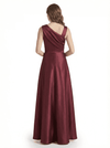 Chicsew Stunning Asymmetrical Neckline Sleeveless A-Line Satin Formal Dress For Mother Of The Bride
