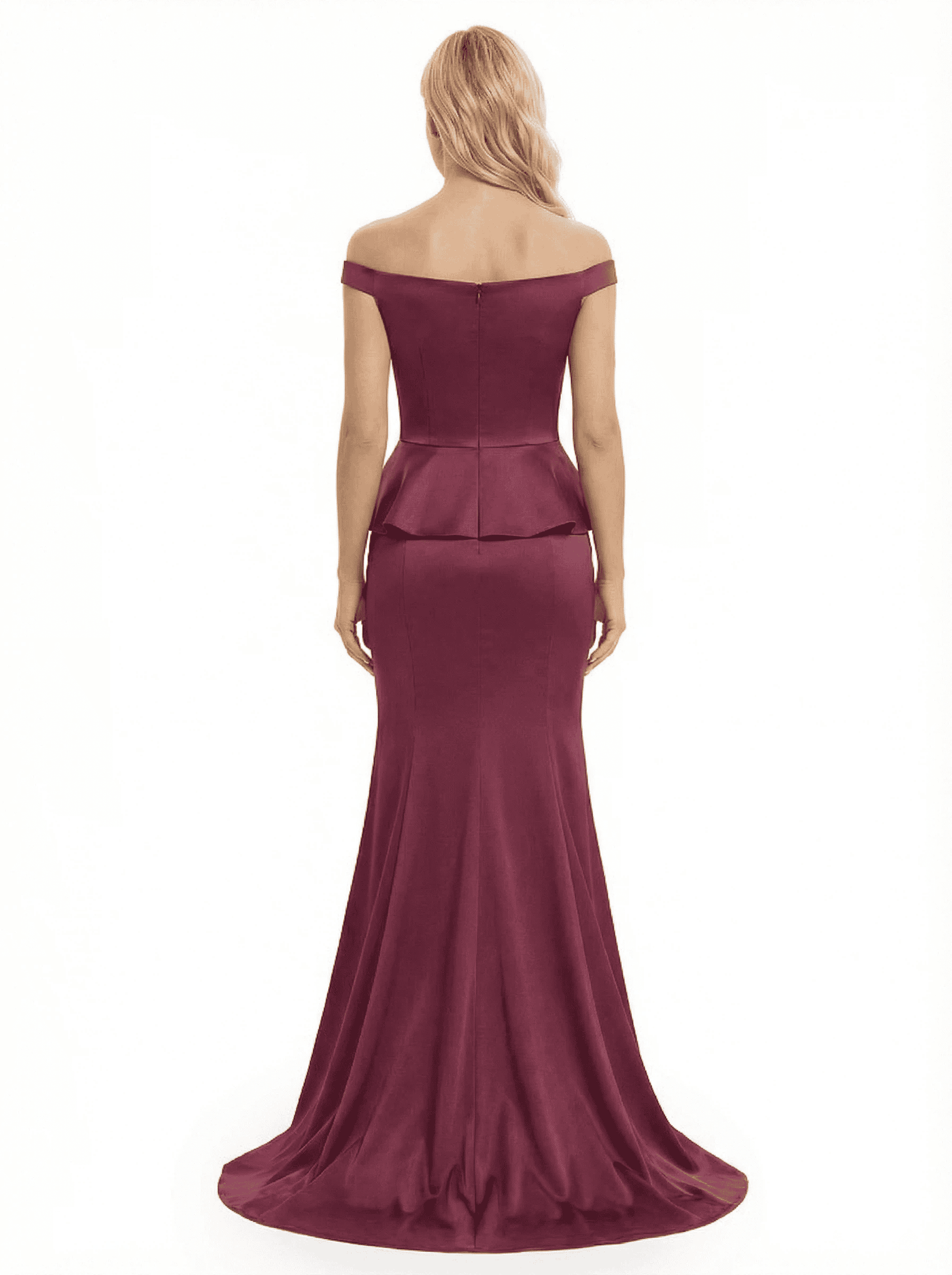 Chicsew Glamorous Off The Shoulder Soft Satin Mermaid Maxi Mother Of The Bride Dress