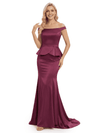 Chicsew Glamorous Off The Shoulder Soft Satin Mermaid Maxi Mother Of The Bride Dress