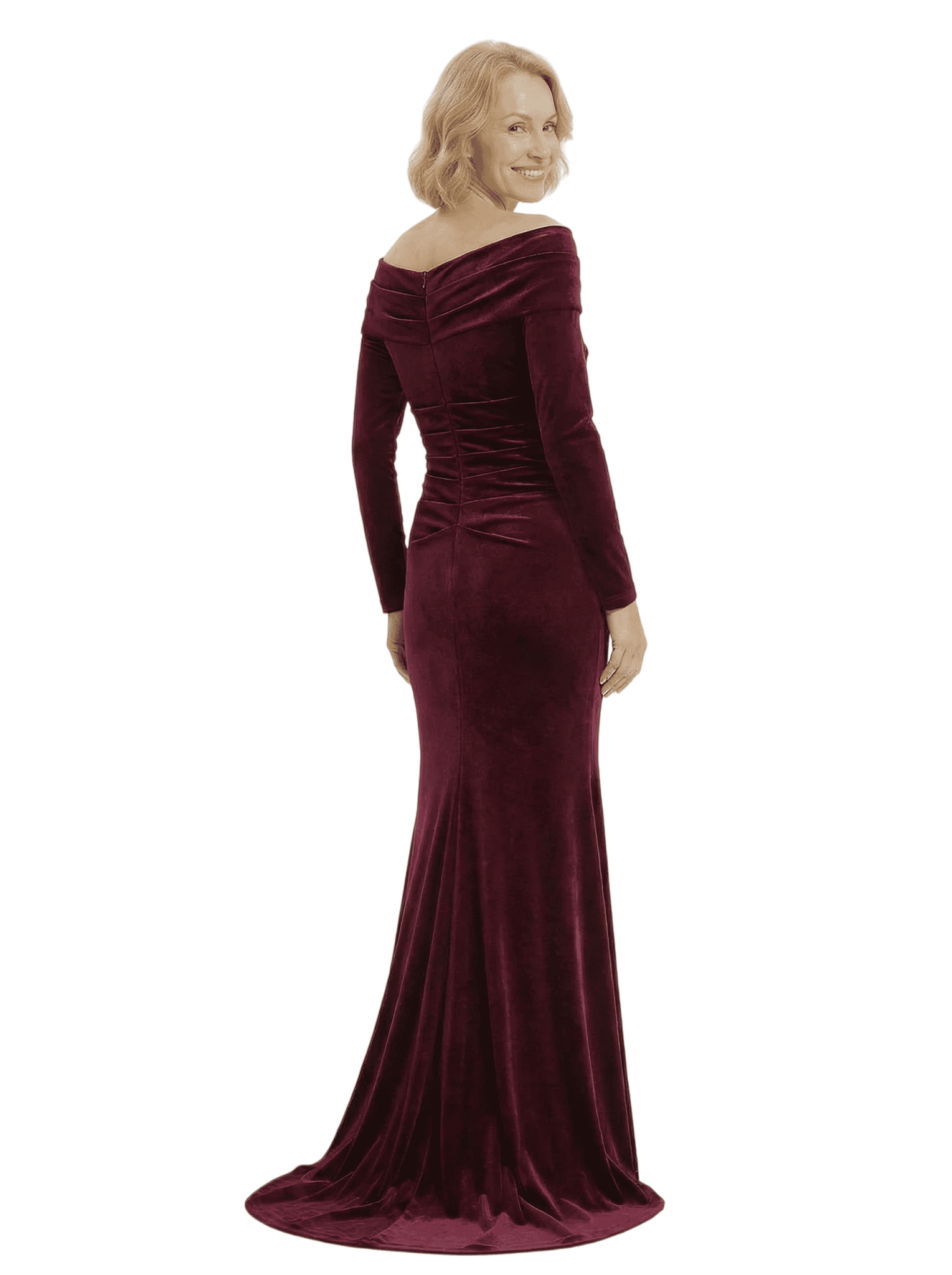 Chicsew Luxury Velvet Long Sleeves Mermaid Mother Of The Bride Gown