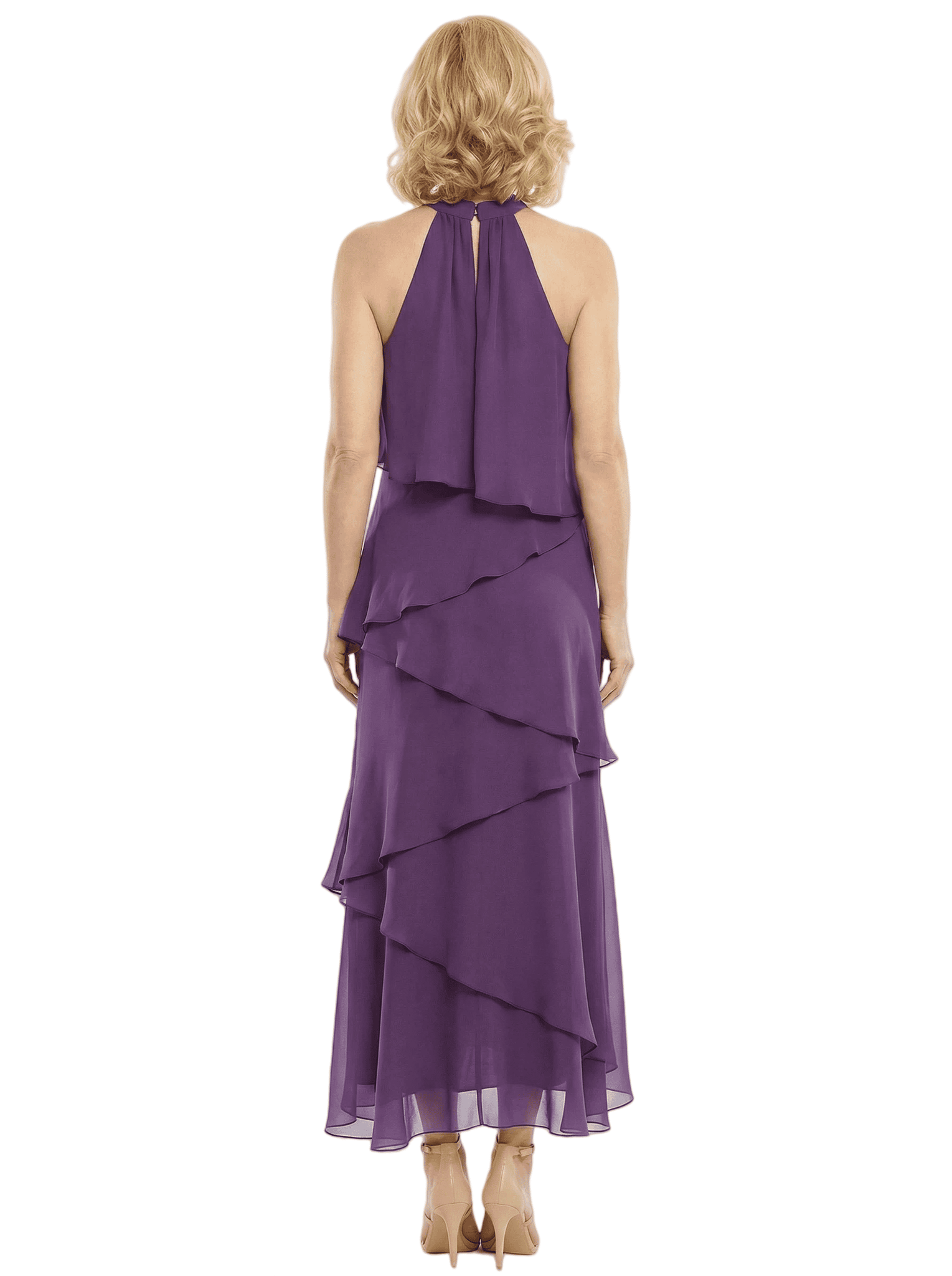 Classy A-Line Halter Chiffon Gown For Mother Of The Groom With Layered Ruffle