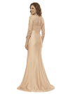 Chicsew Elegant V-Neck Lace Appliques Mermaid Satin Mother Of The Bride Dresses