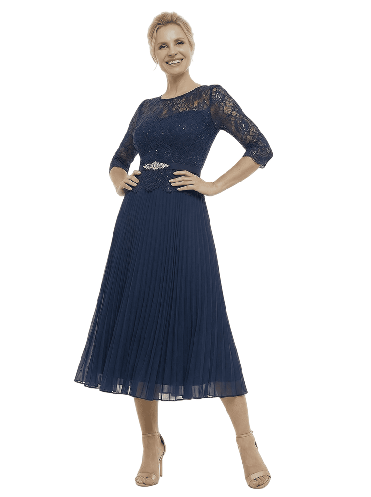Chicsew Mother of Bride Dresses and Jacket Classy 3/4 Sleeve Lace Midi Dress Beautiful Timeless Style