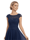 Chicsew Charming Scalloped Lace Boat Neck Cap Sleeves Mother Of The Bride Dress