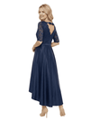Chicsew Elegant Mother Of The Bride Dress Half Sleeves Lace Satin High-Low A-Line Gown