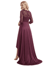 Chicsew Elegant Mother Of The Bride Dress V-Neck 3/4 Sleeve Lace Satin High-Low Gown
