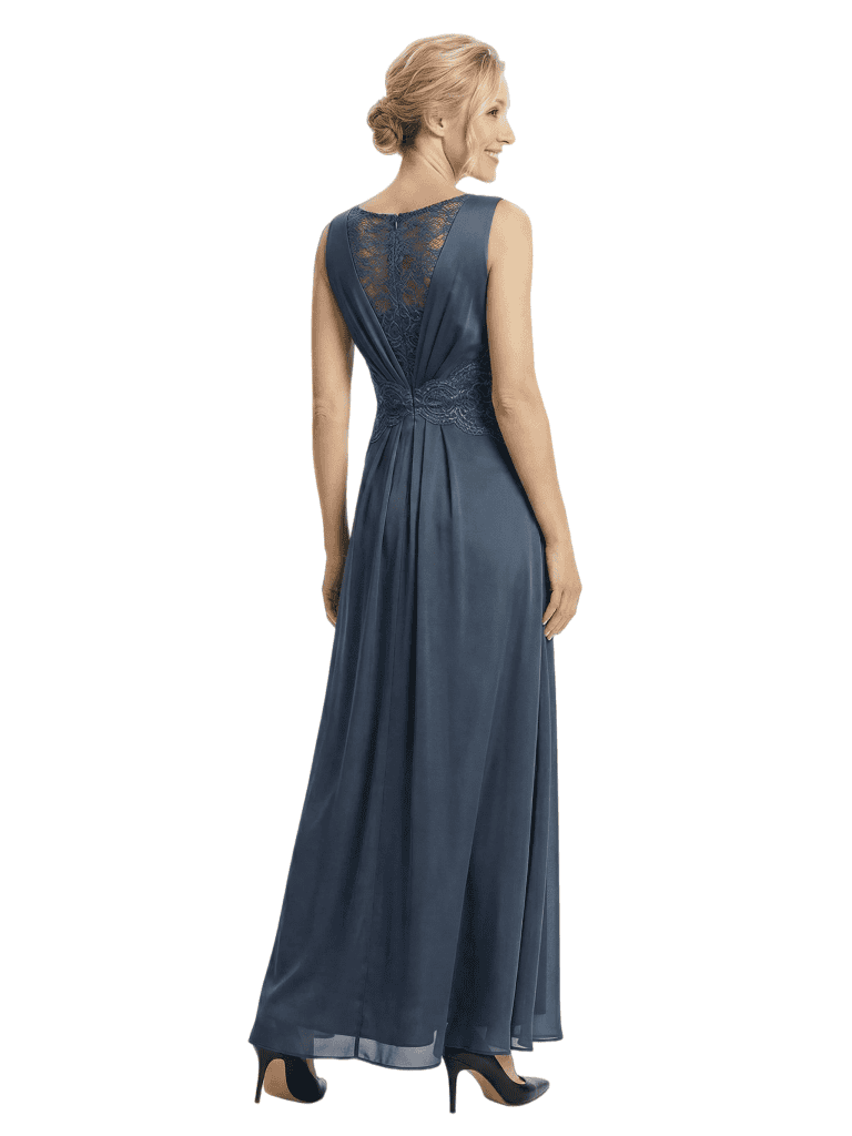 Chicsew Mother of The Bride Dresses Scoop Sleeveless Lace Chiffon Maxi Gown Classy Ruched Formal Wedding Event Dress