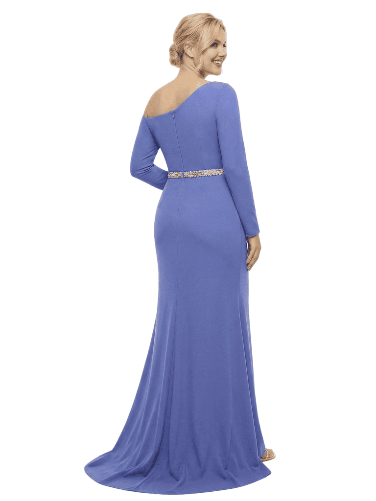 Chicsew Mother of The Bride Dresses Asymmetrical Long Sleeve Crepe Maxi Gown Elegant Formal Wedding Event Attire