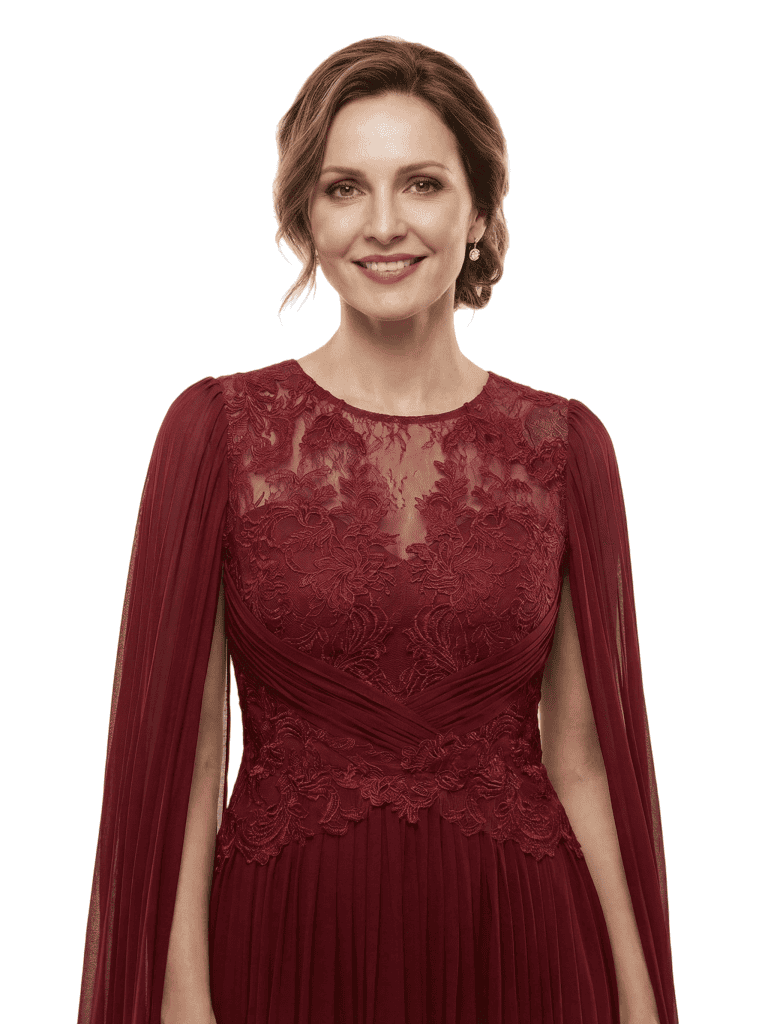 Chicsew Mother of The Bride Dresses Jewel Long Sleeves Chiffon Gown Formal Wedding Event Dress