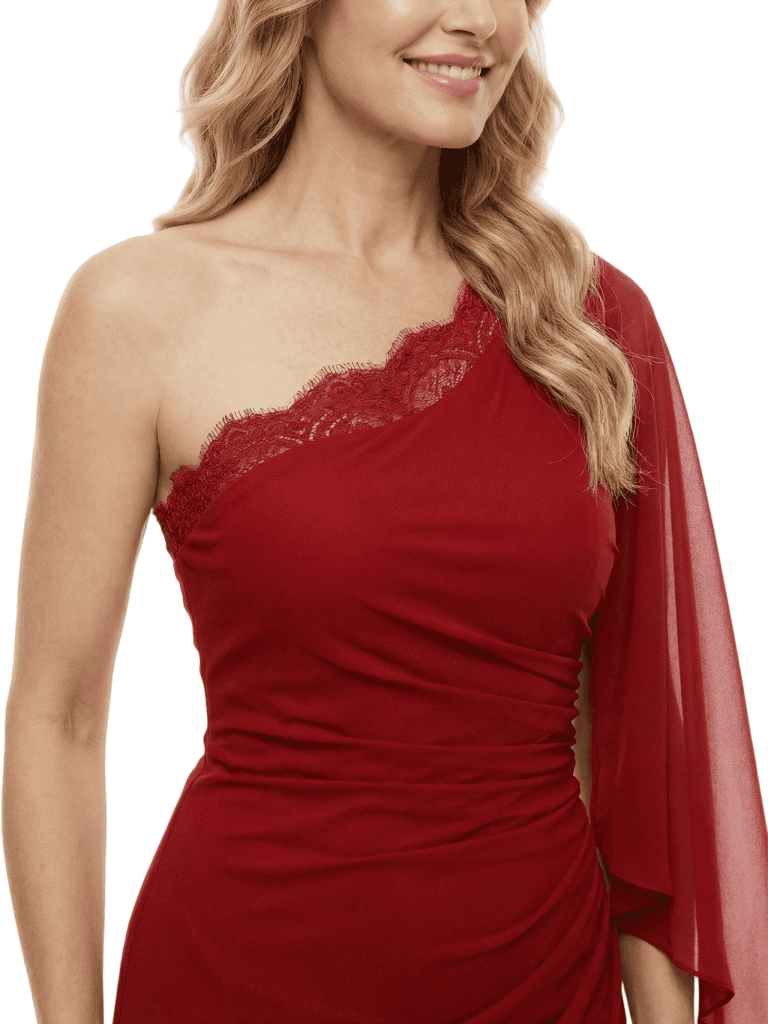 Chicsew Mother of The Groom Dresses One Shoulder Flutter Sleeve Chiffon Gown Unique Structured Formal Bridal Event Dress