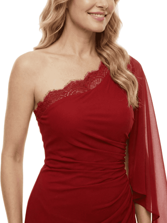 Chicsew Mother of The Groom Dresses One Shoulder Flutter Sleeve Chiffon Gown Unique Structured Formal Bridal Event Dress