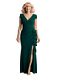 Chicsew Elegant V-Neck Cap Sleeves Mermaid Mother Of The Groom Dress With Ruffle Side Slit