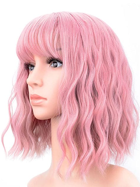 Wavy Wig With Air Bangs Women's Short Bob colourful Wigs