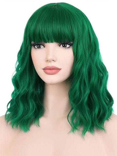 Wavy Wig With Air Bangs Women's Short Bob colourful Wigs