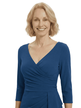 Classy Mother of The Groom Crepe Gown 3/4 Sleeve V Neck Floor-Length Formal Wedding Attire for Moms