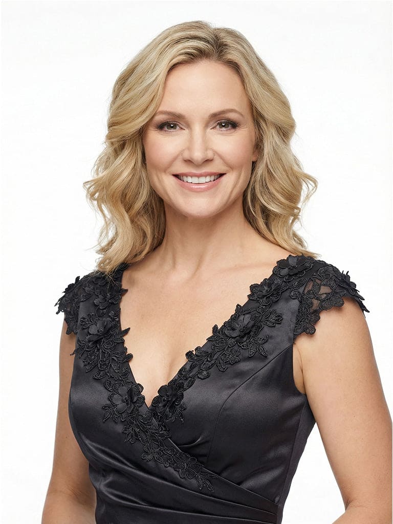 Elegant Sleeveless Floral V-Neck Floor-Length Satin Mother Of The Bride Dresses