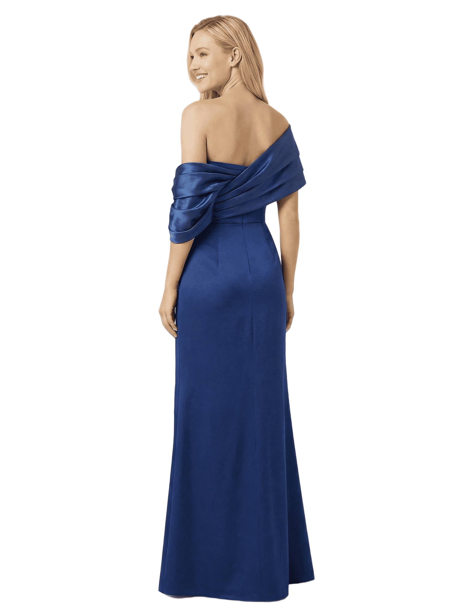 Modern Asymmetrical Ruched Silky Satin Sheath Maxi Mother Of The Groom Dresses With Side Slit